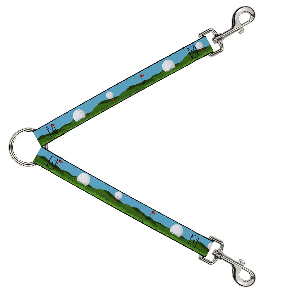 Dog Leash Splitter - Golf Course/Balls/Holes Blues/Greens