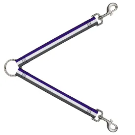 Dog Leash Splitter - Stripes Purple/White/Gray