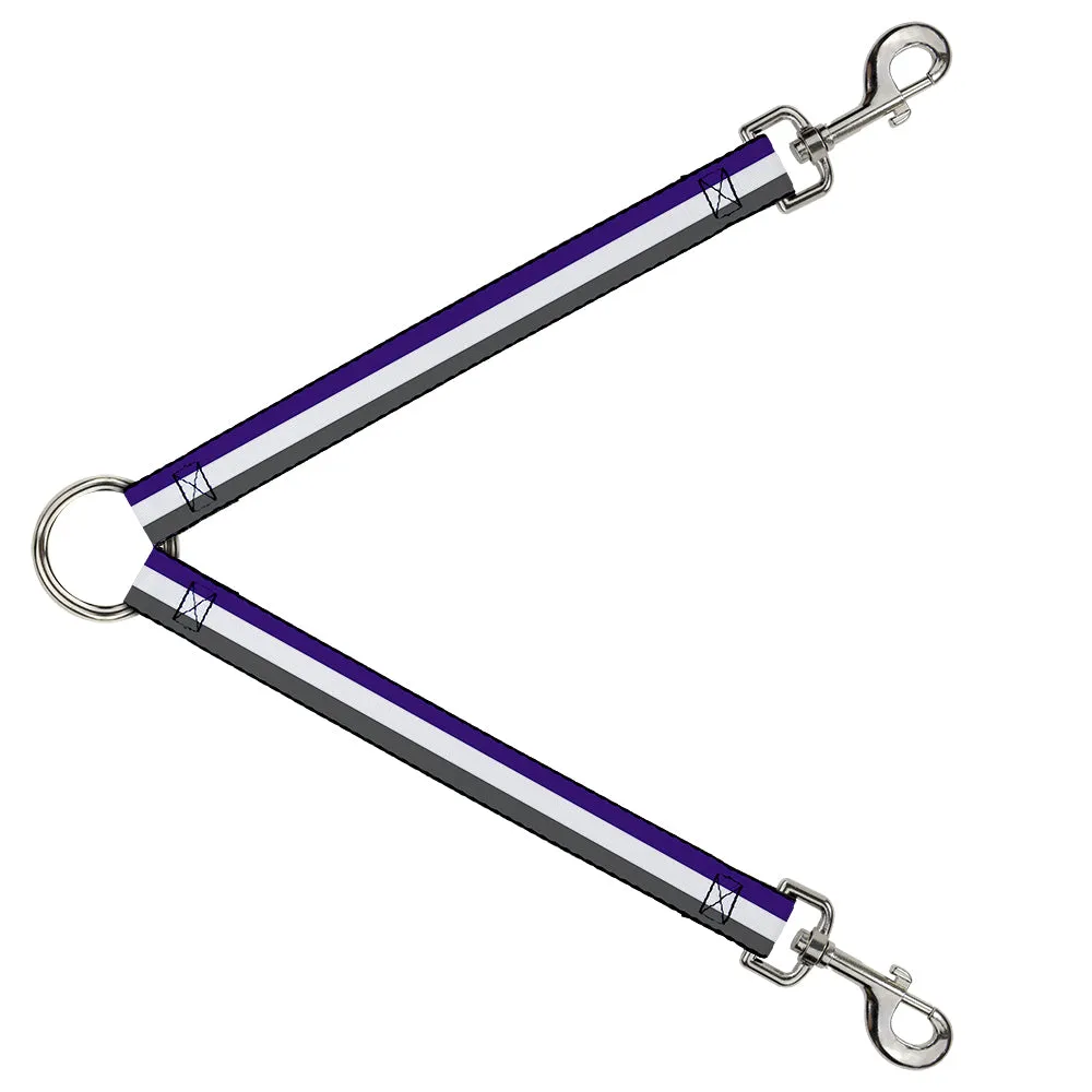 Dog Leash Splitter - Stripes Purple/White/Gray