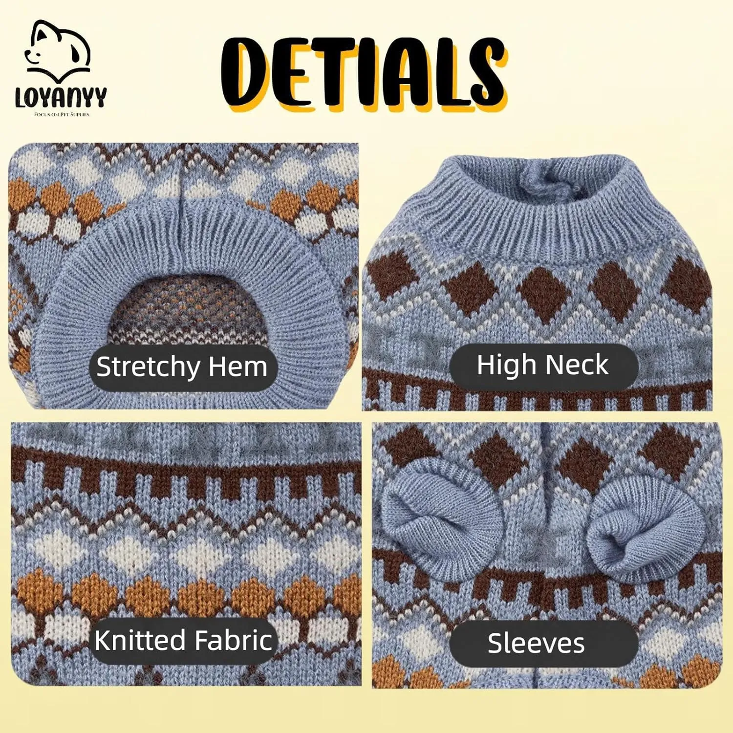 Dog Sweater Soft Warm Dog Clothes Knitted Cat Sweater Classic Thick Pet Pullover Cute Winter Dog Sweatersfor Winter Puppy Kitten Sweater for Small Medium Girl Boy Blue X-Small