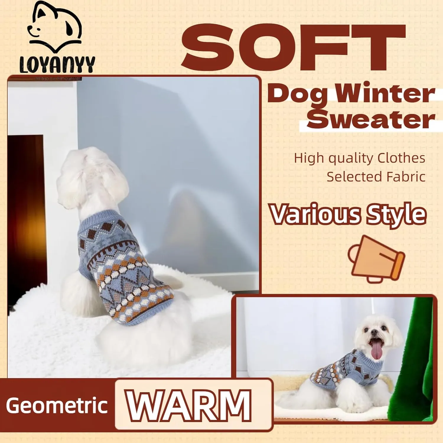 Dog Sweater Soft Warm Dog Clothes Knitted Cat Sweater Classic Thick Pet Pullover Cute Winter Dog Sweatersfor Winter Puppy Kitten Sweater for Small Medium Girl Boy Blue X-Small