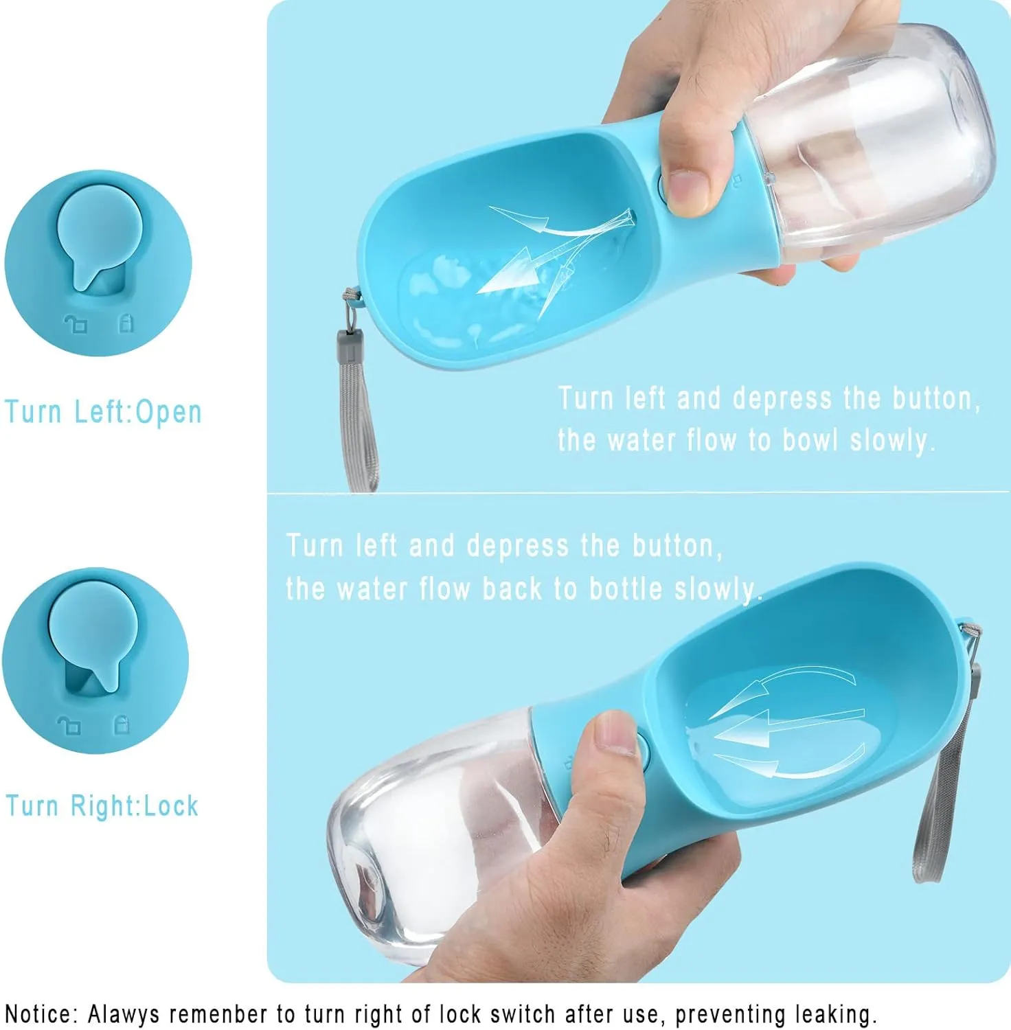 Dog Water Bottle with Food Container, Travel Puppy Water Bowl, Portable Pet Dispenser, Cat Walking and Hiking Dog Gift