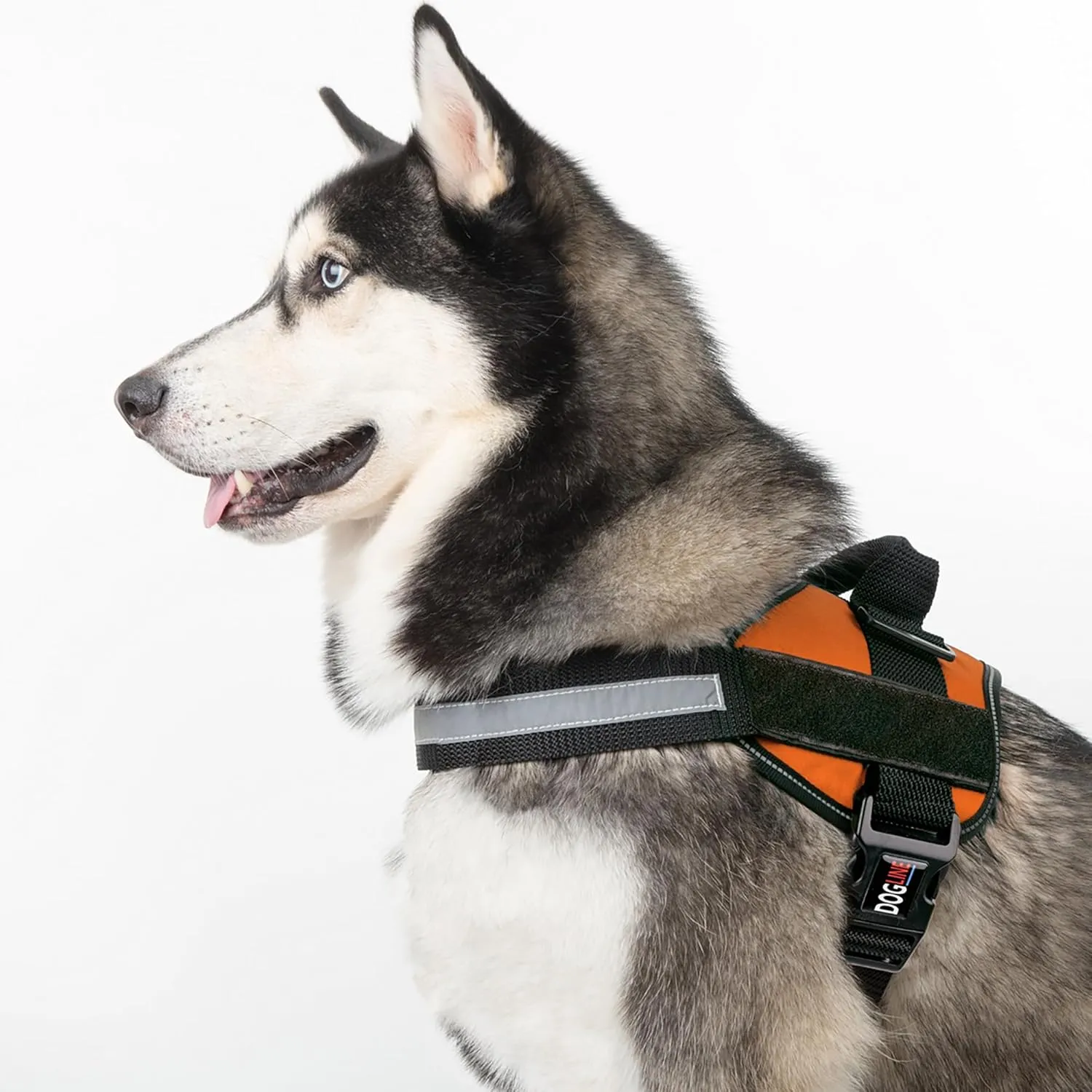 Dogline Dog Harness, Reflective No-Pull Adjustable Vest with Handle for Walking, Training, Breathable, No - Choke Harness for Small, Medium or Large Dogs Room for Patches Girth 22"-28" in Orange