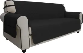 Easy-Going Sofa Slipcover Waterproof Couch Cover for 3 Cushion Couch Sofa Cover Furniture Protector Cover Pets Covers Washable Non-Slip Fabric Pets Kids Children Dog Cat (Sofa, Black)