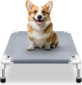 Elevated Dog Bed for Small Dogs, Outdoor Cooling Dog Bed Cot for Small Pets, Indoor Detachable Raised Dog Bed with Non-Slip Feet, Double Layer Polyester Cotton