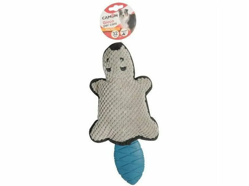 Fabric toy with TPR tail - Beaver with squeaker