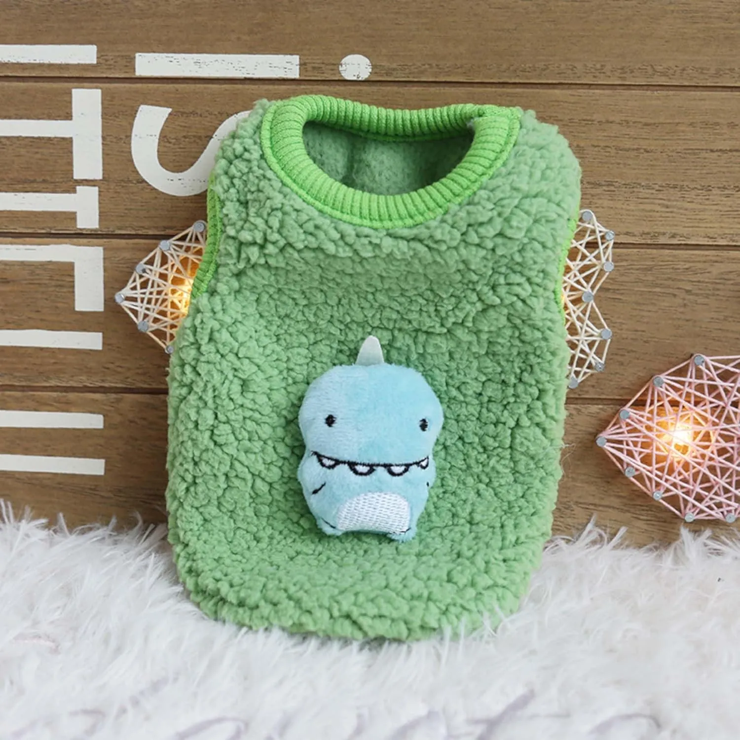 FLAdorepet 3 Packs Teacup Dog Cat XXS Clothes for Chihuahua Yorkie,Winter Warm Fleece Puppy Pet Clothes Sweater Shirt Vest for Mini Newborn Extra Small Dogs (Cute Dnosaur, XXXS(Pet Under 1LBS))