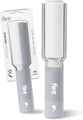 Flint Plus Retractable Lint Remover & Pet Hair Roller for Clothes  Refillable & Reusable Lint Roller with 70 Extra Sticky Tear-Off Sheets  Value Pack, Light Grey