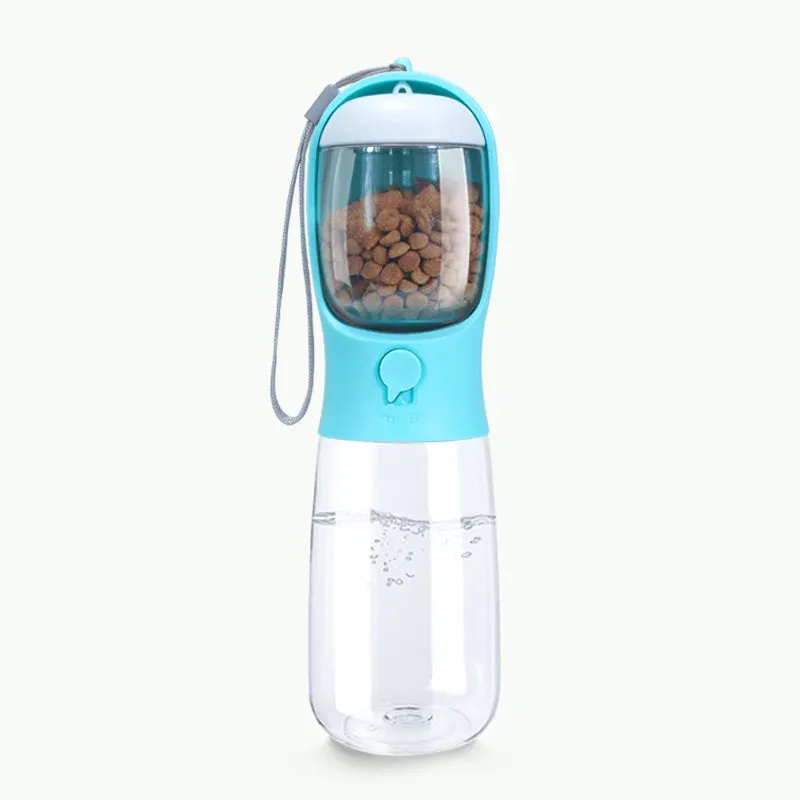 Food Grade material 2 in 1 Portable Pet Dog Water and Food Bottle for Walking Feeder for Dogs Drinking Bottle