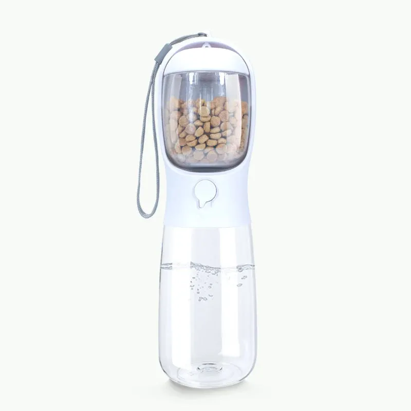 Food Grade material 2 in 1 Portable Pet Dog Water and Food Bottle for Walking Feeder for Dogs Drinking Bottle