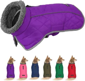 Fragralley Winter Coat Jacket, Windproof & Waterproof, Adjustable Dog Jacket, Turtleneck Clothes, Fleece Doggie Vest for Cold Weather