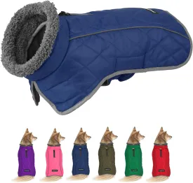 Fragralley Winter Coat - Windproof, Adjustable, Waterproof, Turtleneck Fleece Jacket for Dogs in Cold Weather (Blue, S)