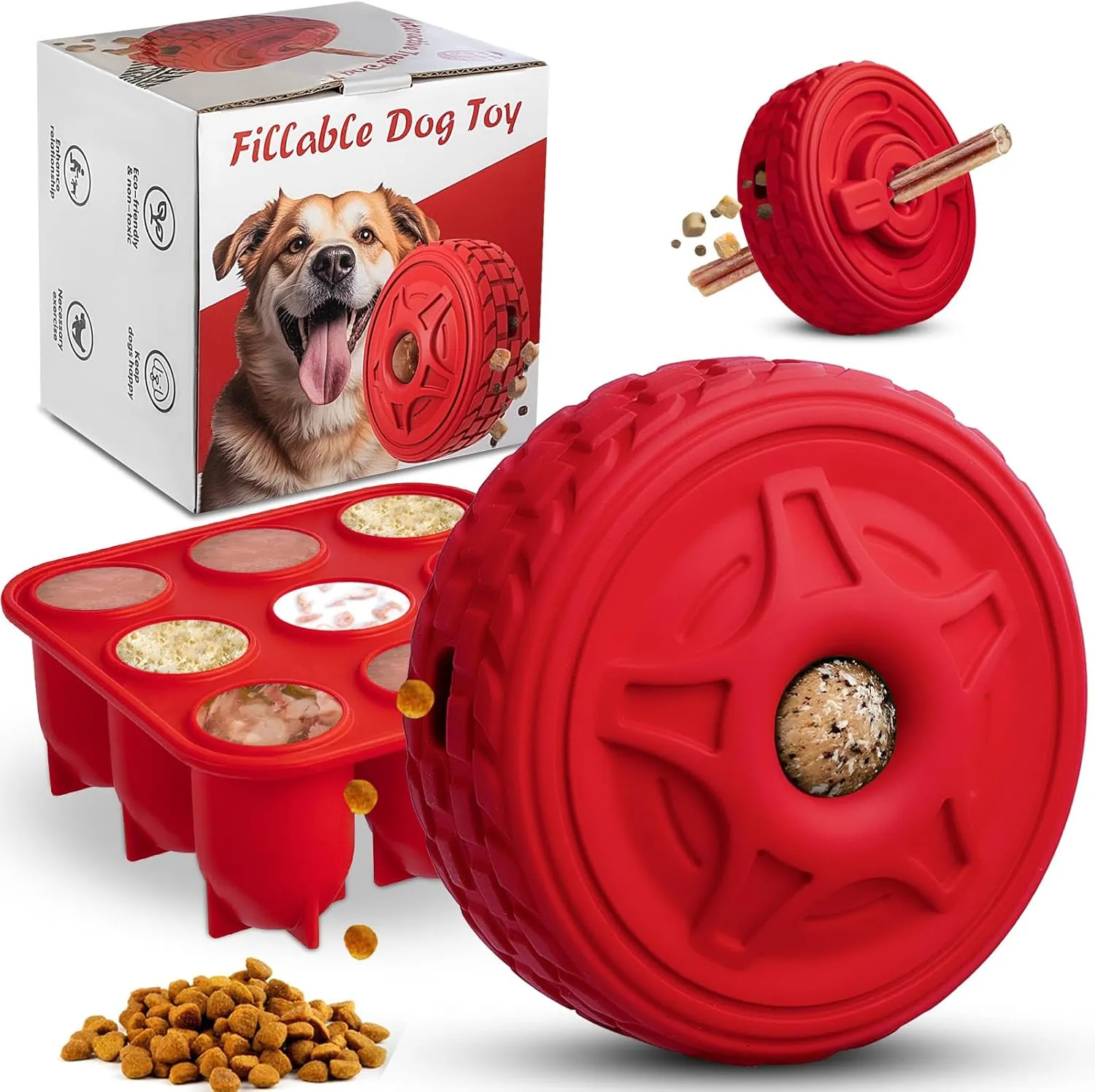 Frozen Dog Toy to Keep Them Busy, Interactive Treat Dispensing Dog Toy, Indestructible Chew Toy for Aggressive Chewers and Large Dogs, Durable Rubber Bully Stick Holder
