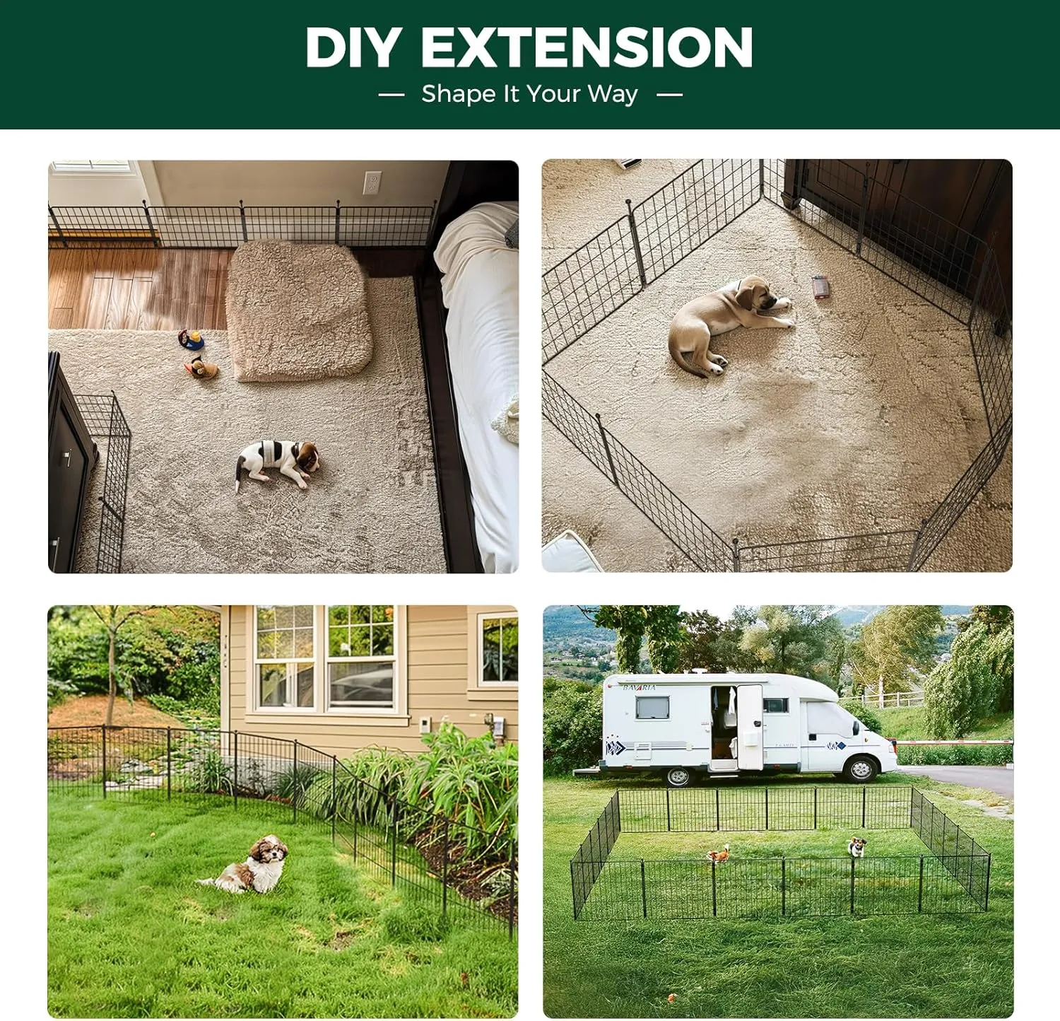 FXW MiniPaws Dog Playpen for Yard & RV Camping, Expandable 20-inch 8 Panels for Puppies and Small Dogs, Portable for Indoor and Outdoor Use