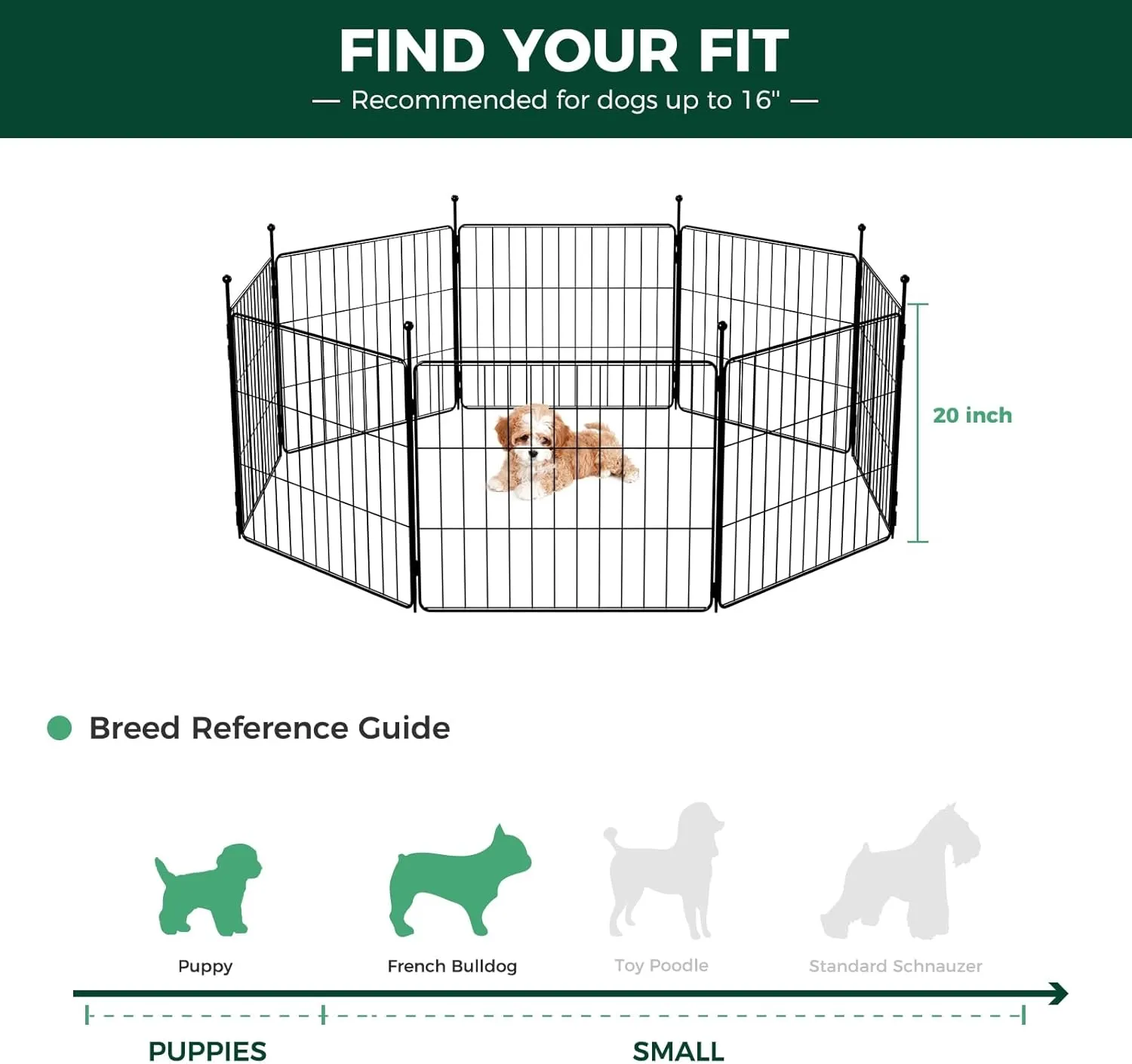 FXW MiniPaws Dog Playpen for Yard & RV Camping, Expandable 20-inch 8 Panels for Puppies and Small Dogs, Portable for Indoor and Outdoor Use