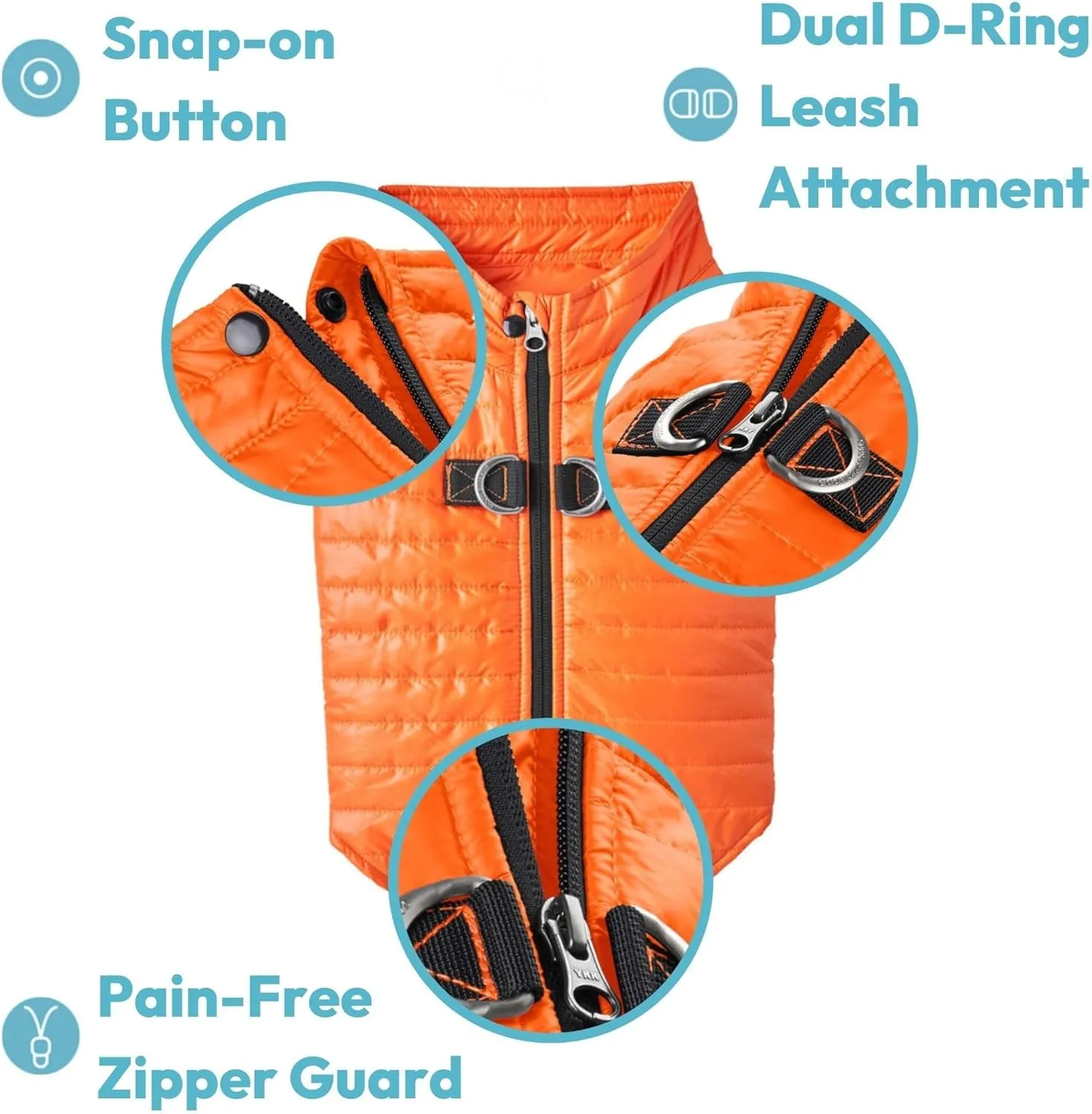 Gooby Puffer Vest Dog Jacket - Blue, Small - Ultra Thin Zip Up Wind Breaker with Dual D Ring Leash - Water Resistant Small Dog Sweater Coat - Dog Clothes for Small Dogs Boy or Medium Dogs