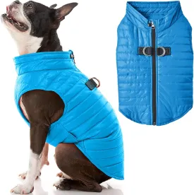 Gooby Puffer Vest Dog Jacket - Blue, Small - Ultra Thin Zip Up Wind Breaker with Dual D Ring Leash - Water Resistant Small Dog Sweater Coat - Dog Clothes for Small Dogs Boy or Medium Dogs