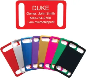 GoTags Slide-on Dog Tags, Silent Collar Tags for Dog and Cat Collars, Custom Engraved and Personalized with up to 4 Lines of Text, No Noise, Quiet Dog Tags