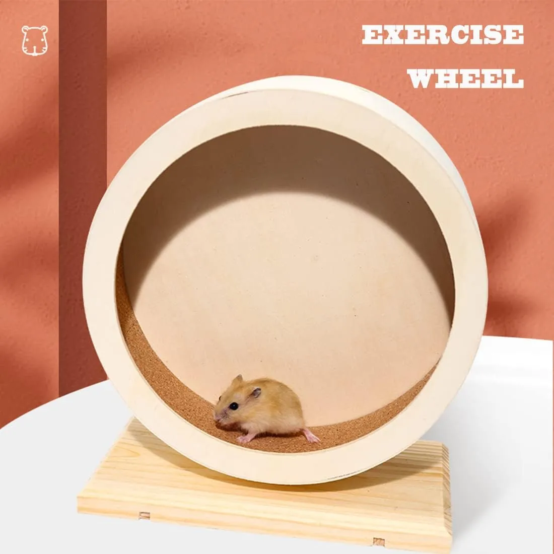 Hamster Wooden Silent Wheel, Small Animal Exercise Wheel Accessories, Quiet Spinner Hamster Running Wheels Toys for Hamsters,Guinea Pig, Gerbils, Mice and Other Small Pets,8.2' Medium Size