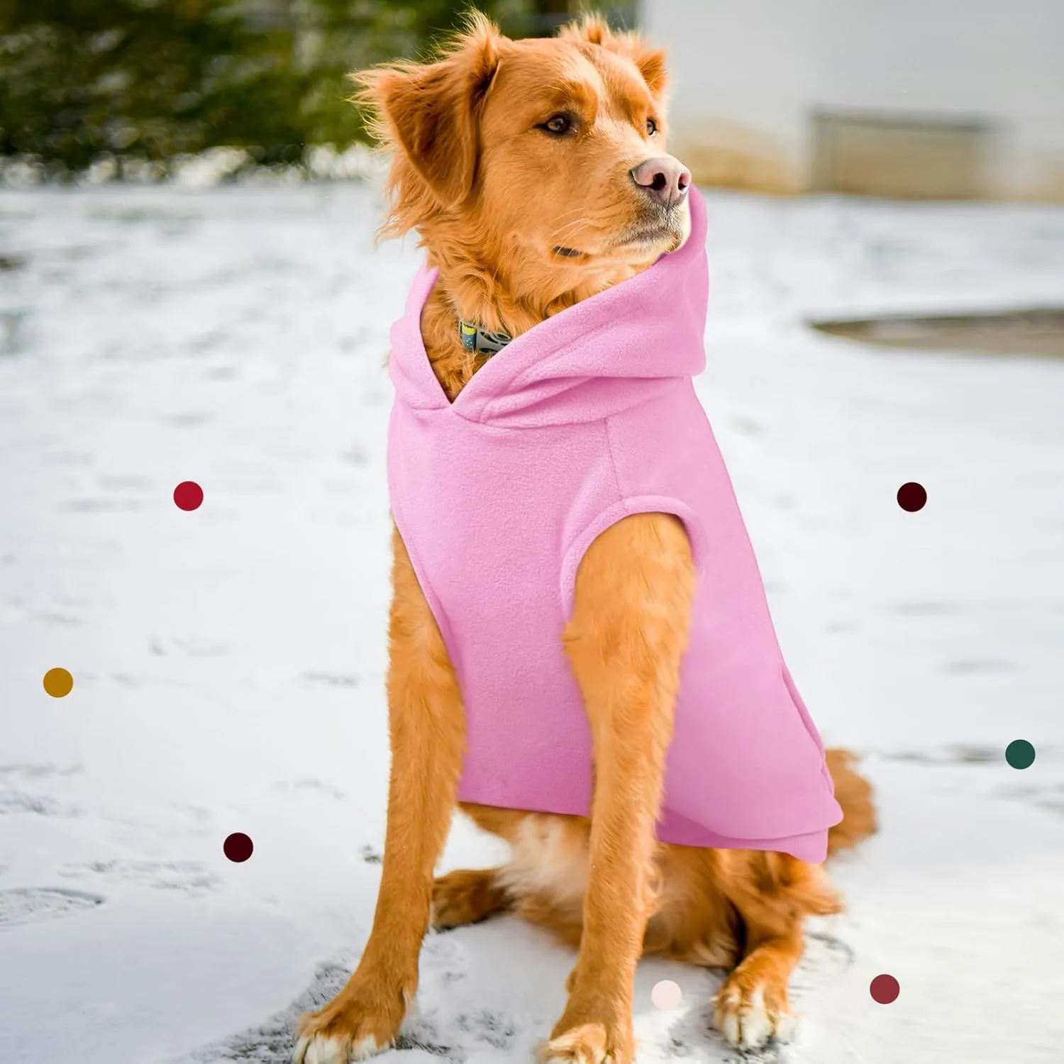 IECOii Warm Dog Hoodie for Large Dogs,Dog Hoodie Fleece Vest with Leash Hole and Pocket,Cold Weather Hoodie for Dog Girl Boy,Extra Large Dog Sweatshirt Dog Winter Coat for Doberman,Great Dane,Pink,4XL