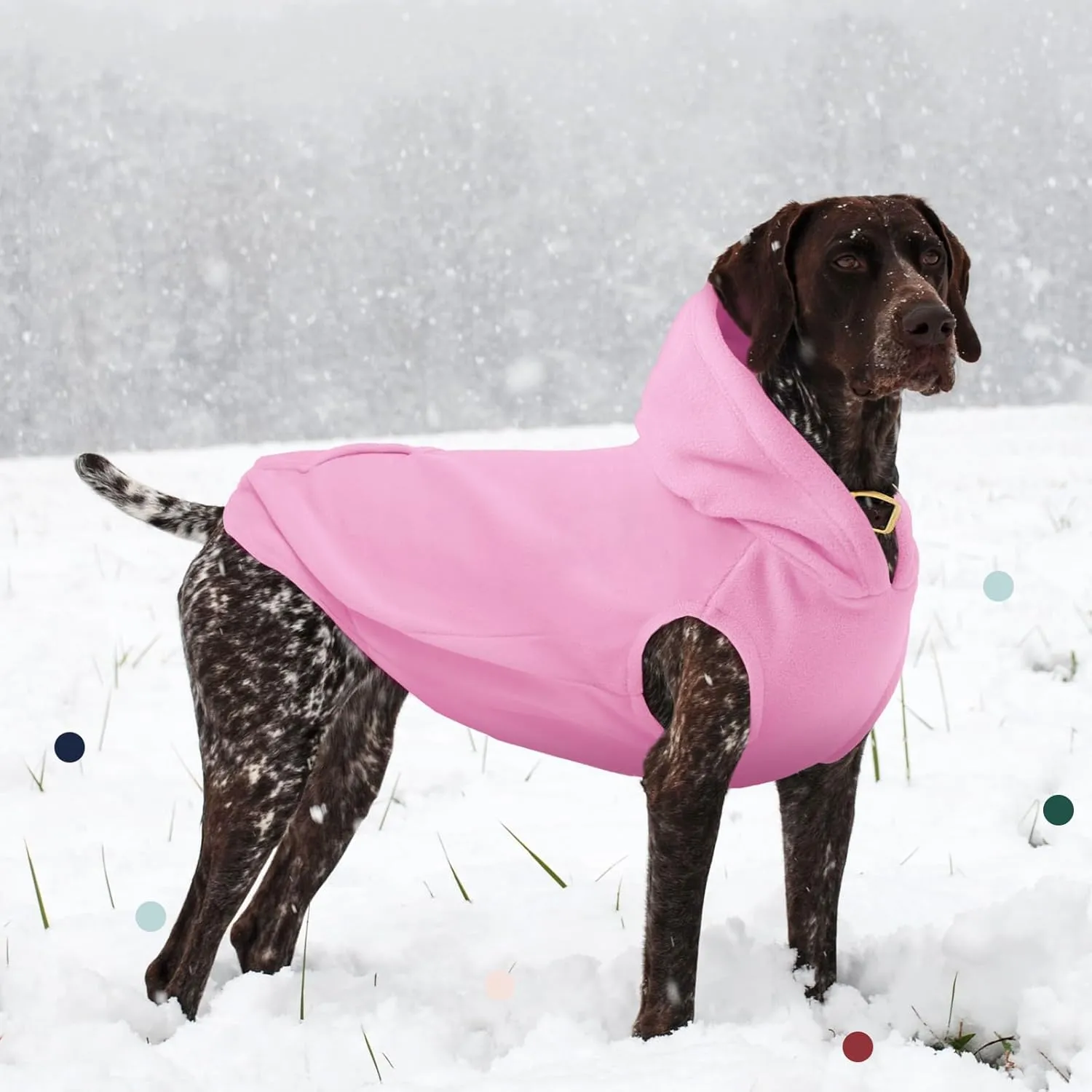 IECOii Warm Dog Hoodie for Large Dogs,Dog Hoodie Fleece Vest with Leash Hole and Pocket,Cold Weather Hoodie for Dog Girl Boy,Extra Large Dog Sweatshirt Dog Winter Coat for Doberman,Great Dane,Pink,4XL