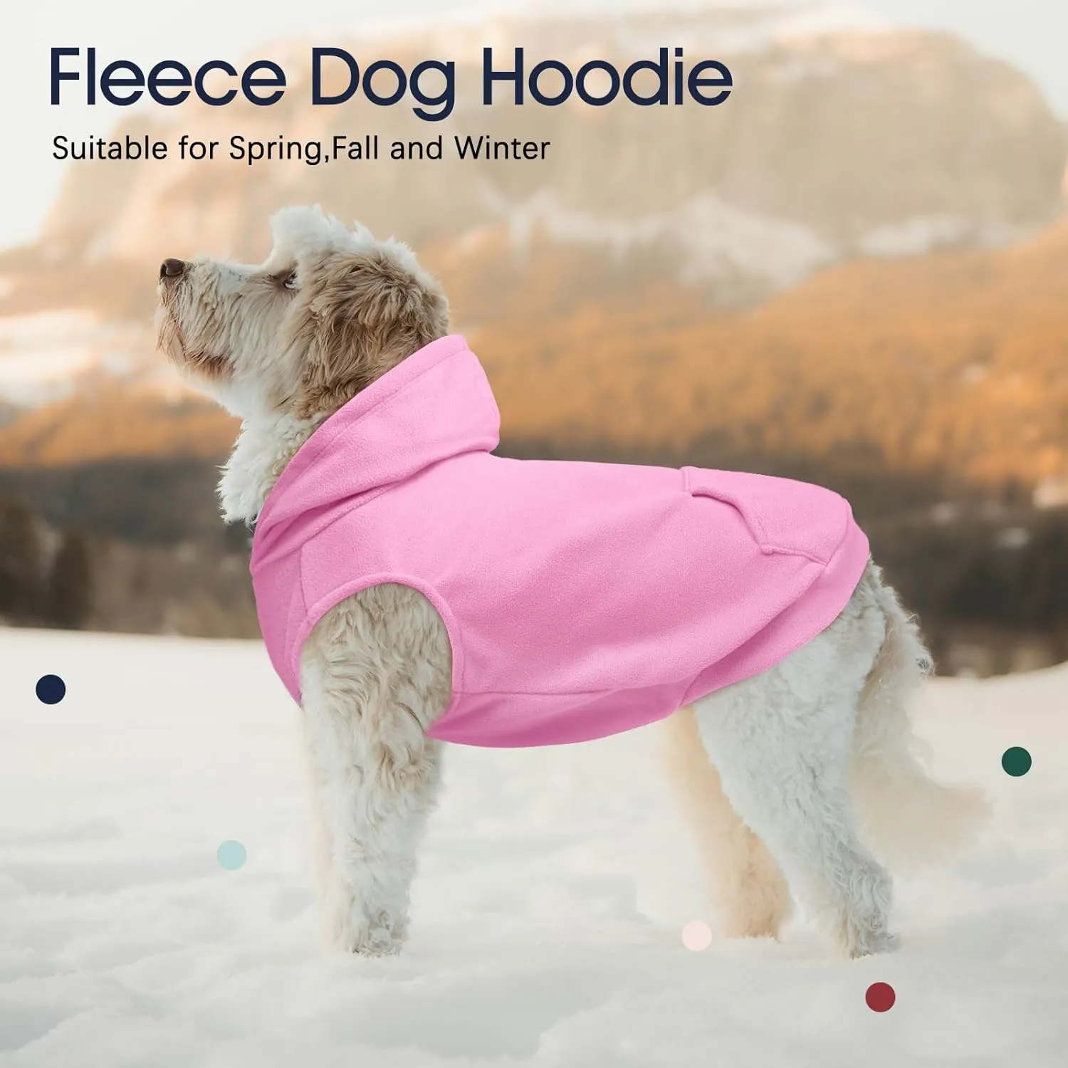 IECOii Warm Dog Hoodie for Large Dogs,Dog Hoodie Fleece Vest with Leash Hole and Pocket,Cold Weather Hoodie for Dog Girl Boy,Extra Large Dog Sweatshirt Dog Winter Coat for Doberman,Great Dane,Pink,4XL