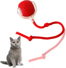 Interactive Cat Toy Ball, Automatic Rolling Electric Toy for Indoor Cats, Motion-Activated Smart Ball for Exercise and Play Toy for Kittens, Red