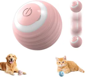 Interactive Dog Toy - Automatic Rolling Ball With LED Flash, Motion Activated, USB Rechargeable (Pink)