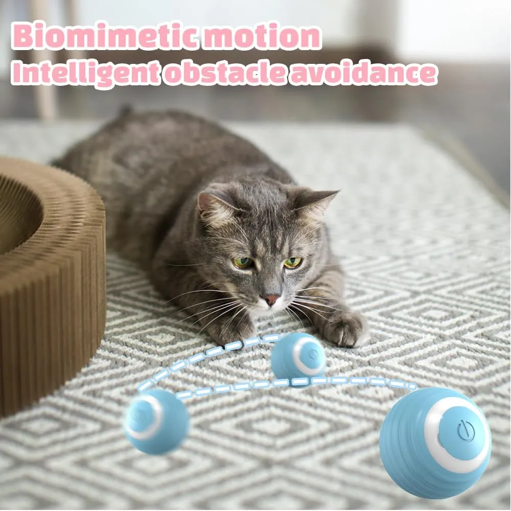 Interactive Dog Toy - Automatic Rolling Ball With LED Flash, Motion Activated, USB Rechargeable (Pink)