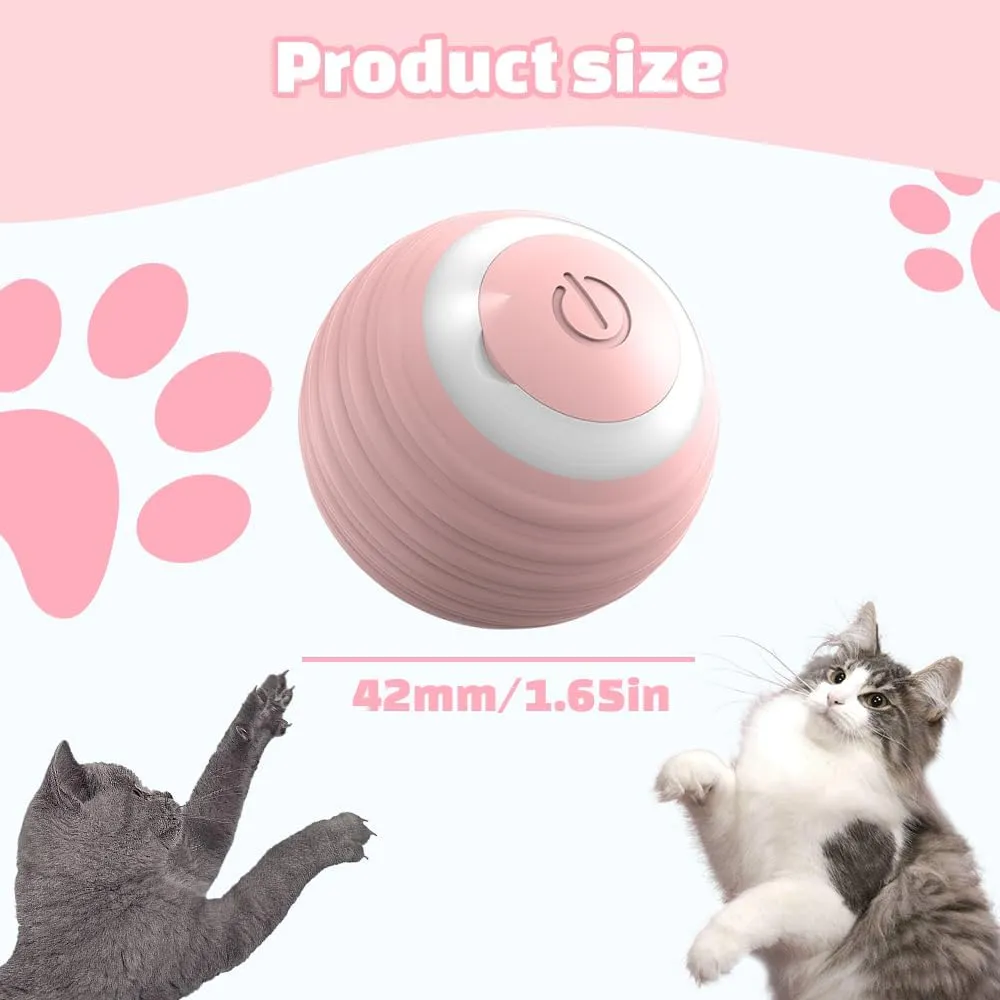 Interactive Dog Toy - Automatic Rolling Ball With LED Flash, Motion Activated, USB Rechargeable (Pink)
