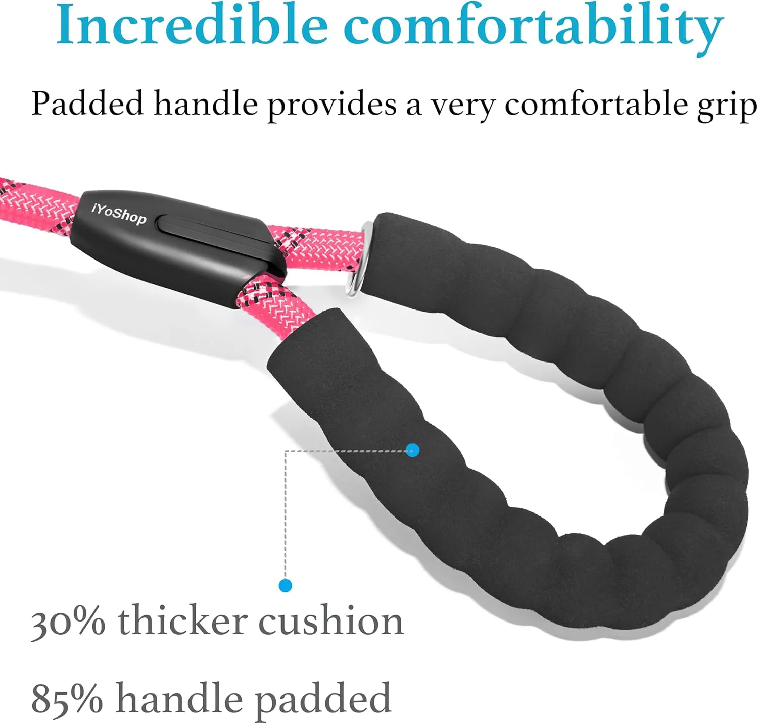 iYoShop Dual Dog Leash - 360 Swivel, No Tangle Walking Leash with Shock Absorbing Bungee for Two Dogs (Large, 25-150 lbs, Pink)