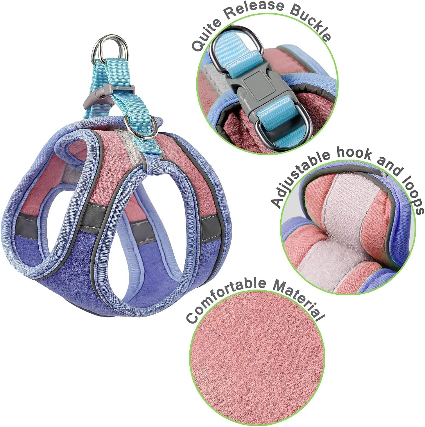 JSXD Cat Harness,Leash and Collar Set,Escape Proof Kitten Vest Harness for Walking,Easy Control Night Safe Pet Harness with Reflective Strap and Bell for Small Large Kitten,Fit for Puppy,Rabbit