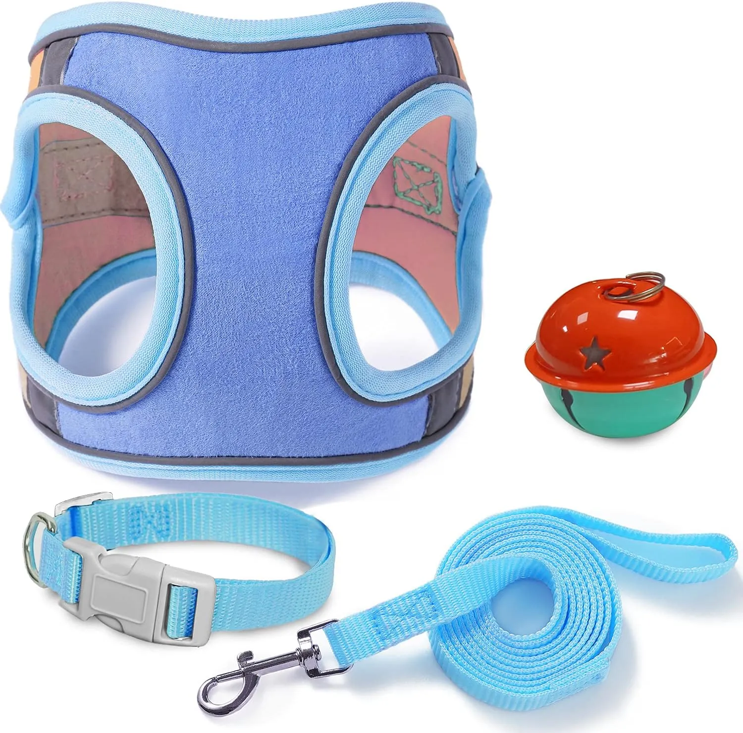 JSXD Cat Harness,Leash and Collar Set,Escape Proof Kitten Vest Harness for Walking,Easy Control Night Safe Pet Harness with Reflective Strap and Bell for Small Large Kitten,Fit for Puppy,Rabbit