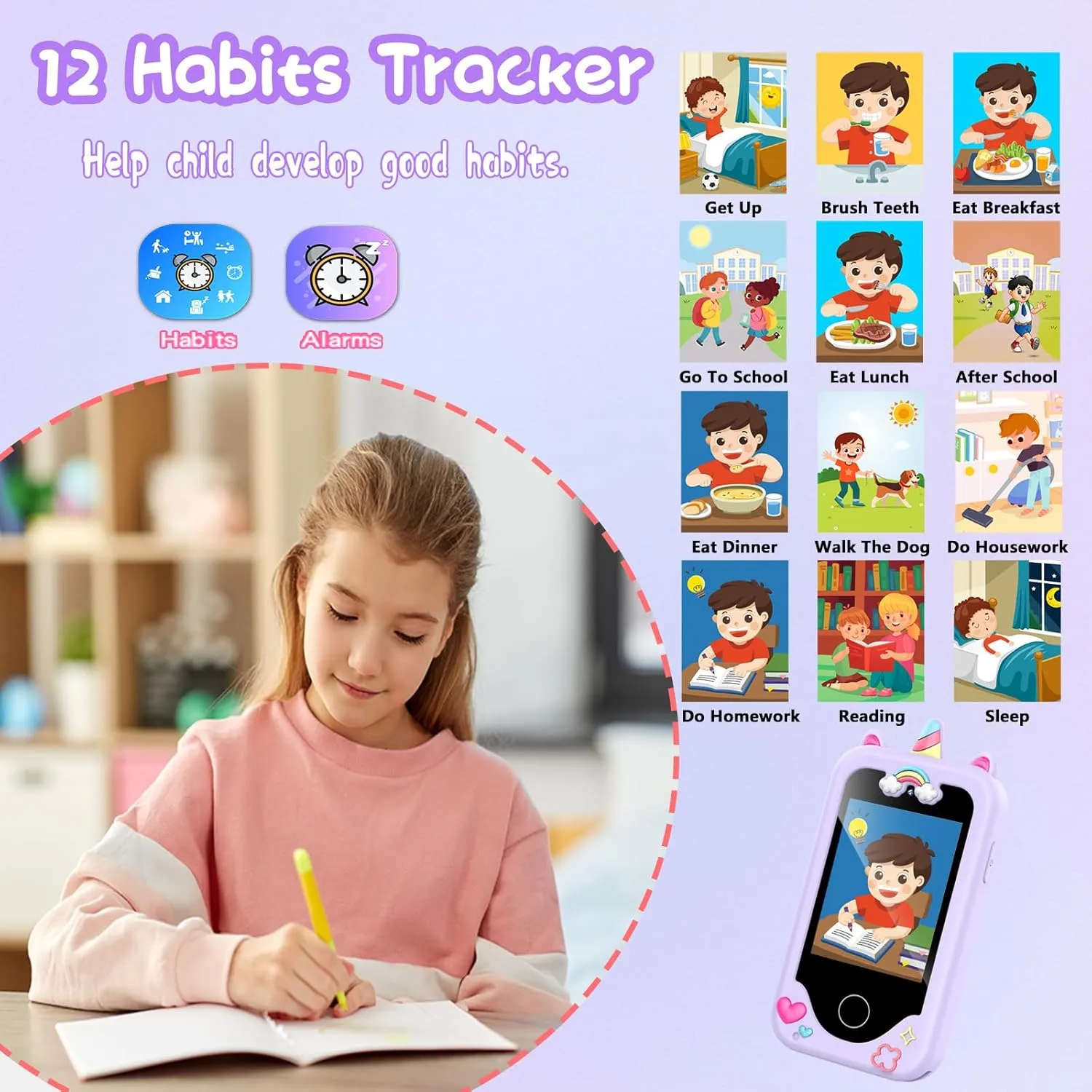 Kids Smart Phone Gifts Toys for Girls Boys Age 3-8,Toddler Learning Toys with Educational Games, 3 4 5 7 8 9 6 8 9 Year Old Girl Birthday Gift Ideas-Purple