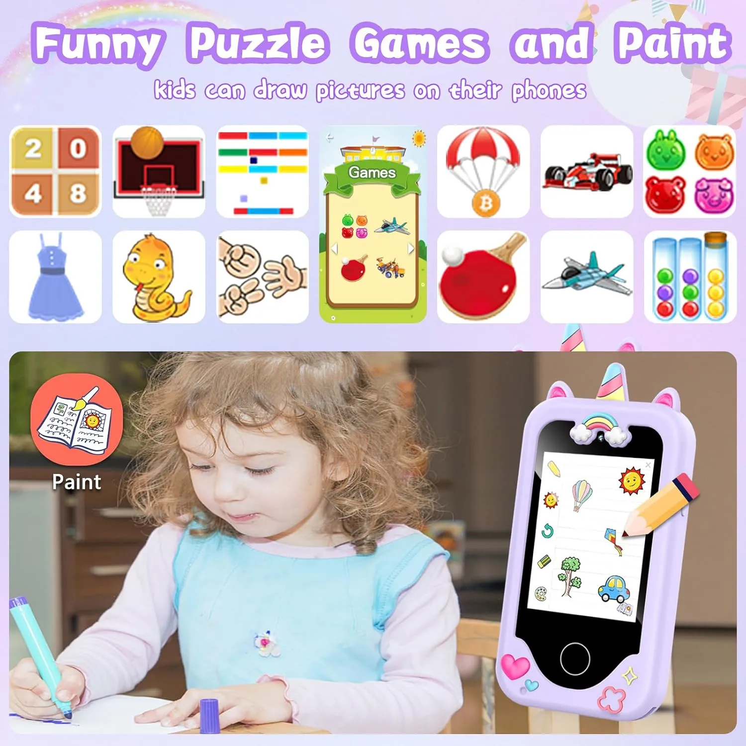 Kids Smart Phone Gifts Toys for Girls Boys Age 3-8,Toddler Learning Toys with Educational Games, 3 4 5 7 8 9 6 8 9 Year Old Girl Birthday Gift Ideas-Purple
