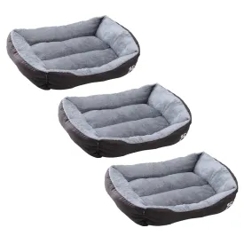Kuber Industries Dog & Cat Bed|Polyester Face with Cotton & Polyester Filling|Comfortable and Durable|Rectangle Pet Bed for Enhanced Stretching Space|Machine Wash|QY036BR-M|Brown (Pack of 3)