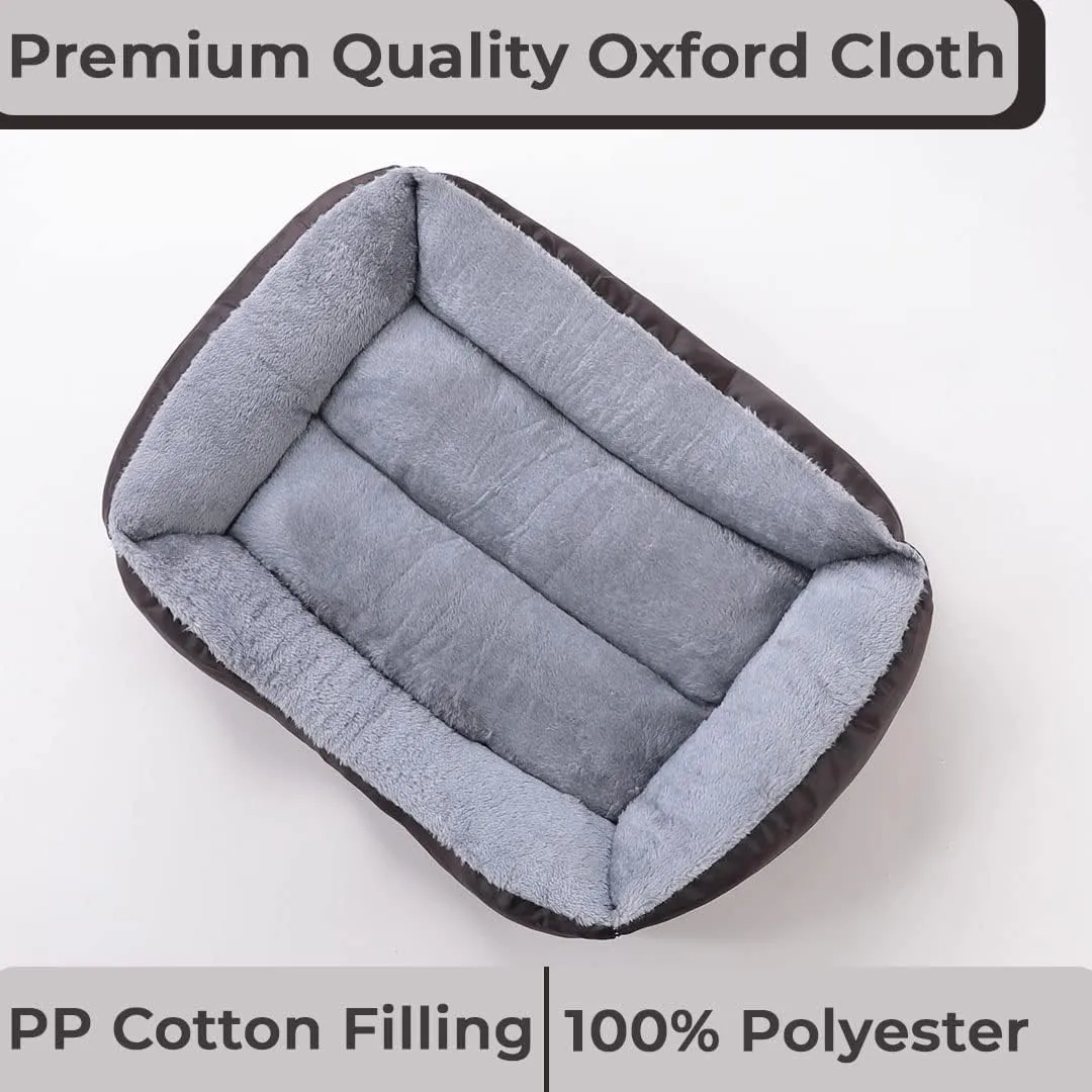 Kuber Industries Dog & Cat Bed|Polyester Face with Cotton & Polyester Filling|Comfortable and Durable|Rectangle Pet Bed for Enhanced Stretching Space|Machine Wash|QY036BR-M|Brown (Pack of 3)