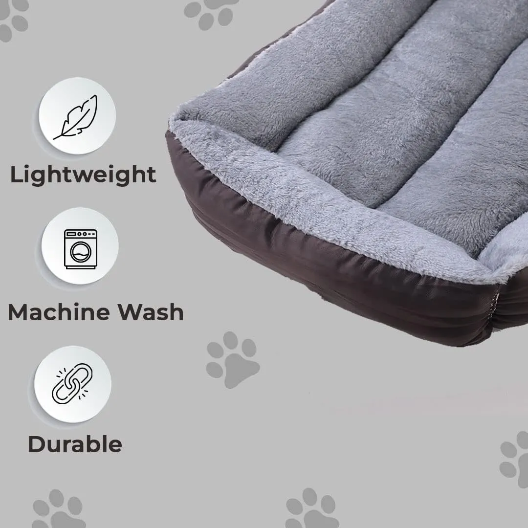 Kuber Industries Dog & Cat Bed|Polyester Face with Cotton & Polyester Filling|Comfortable and Durable|Rectangle Pet Bed for Enhanced Stretching Space|Machine Wash|QY036BR-M|Brown (Pack of 3)