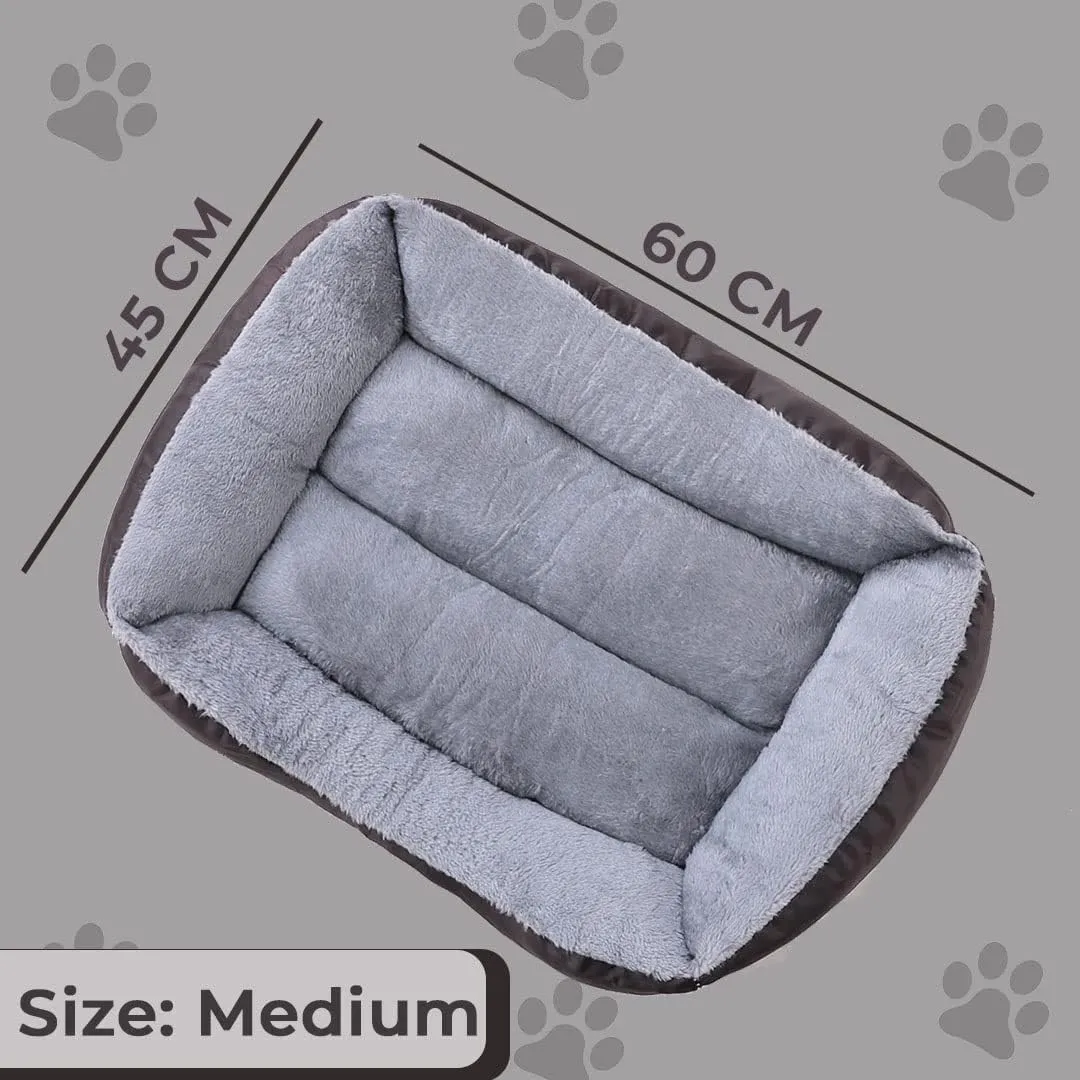 Kuber Industries Dog & Cat Bed|Polyester Face with Cotton & Polyester Filling|Comfortable and Durable|Rectangle Pet Bed for Enhanced Stretching Space|Machine Wash|QY036BR-M|Brown (Pack of 3)