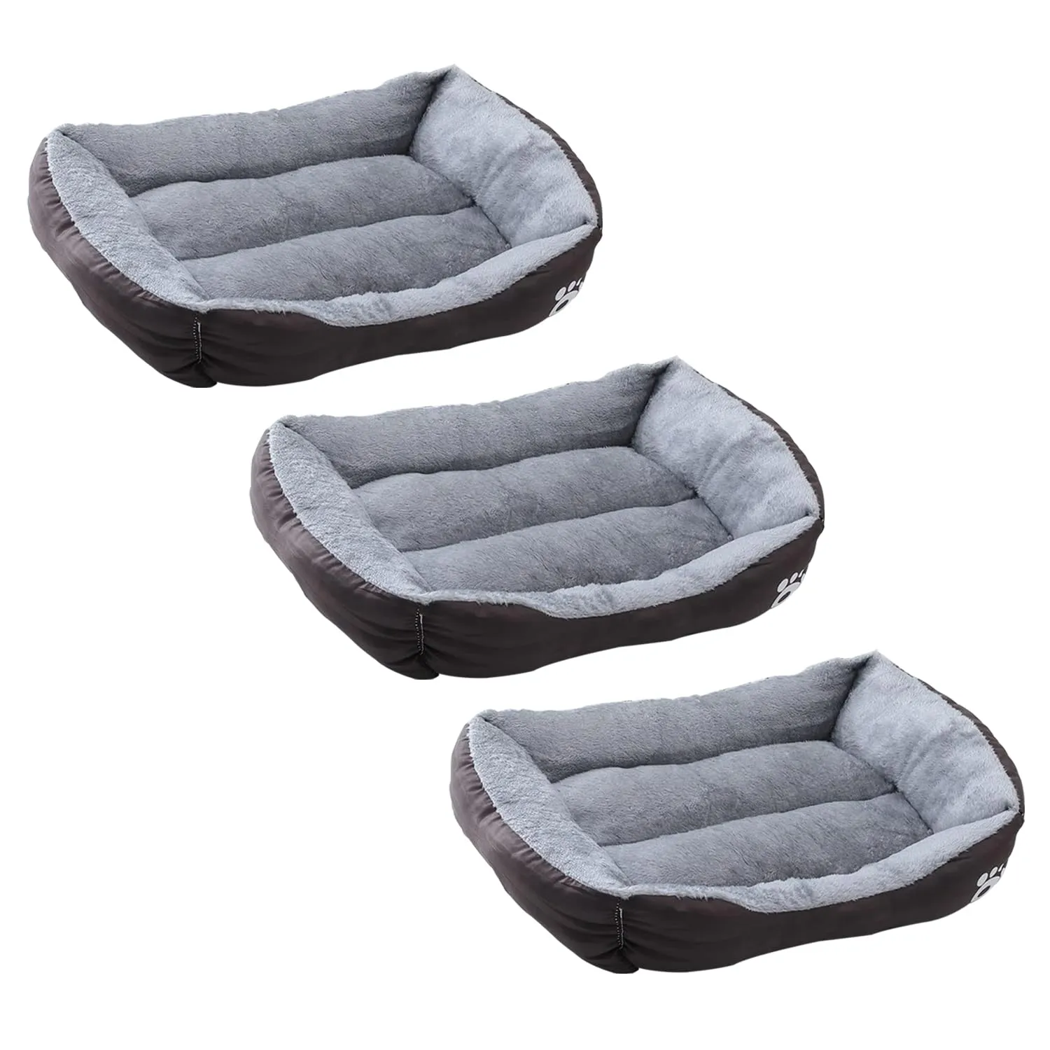 Kuber Industries Dog & Cat Bed|Polyester Face with Cotton & Polyester Filling|Comfortable and Durable|Rectangle Pet Bed for Enhanced Stretching Space|Machine Wash|QY036BR-M|Brown (Pack of 3)