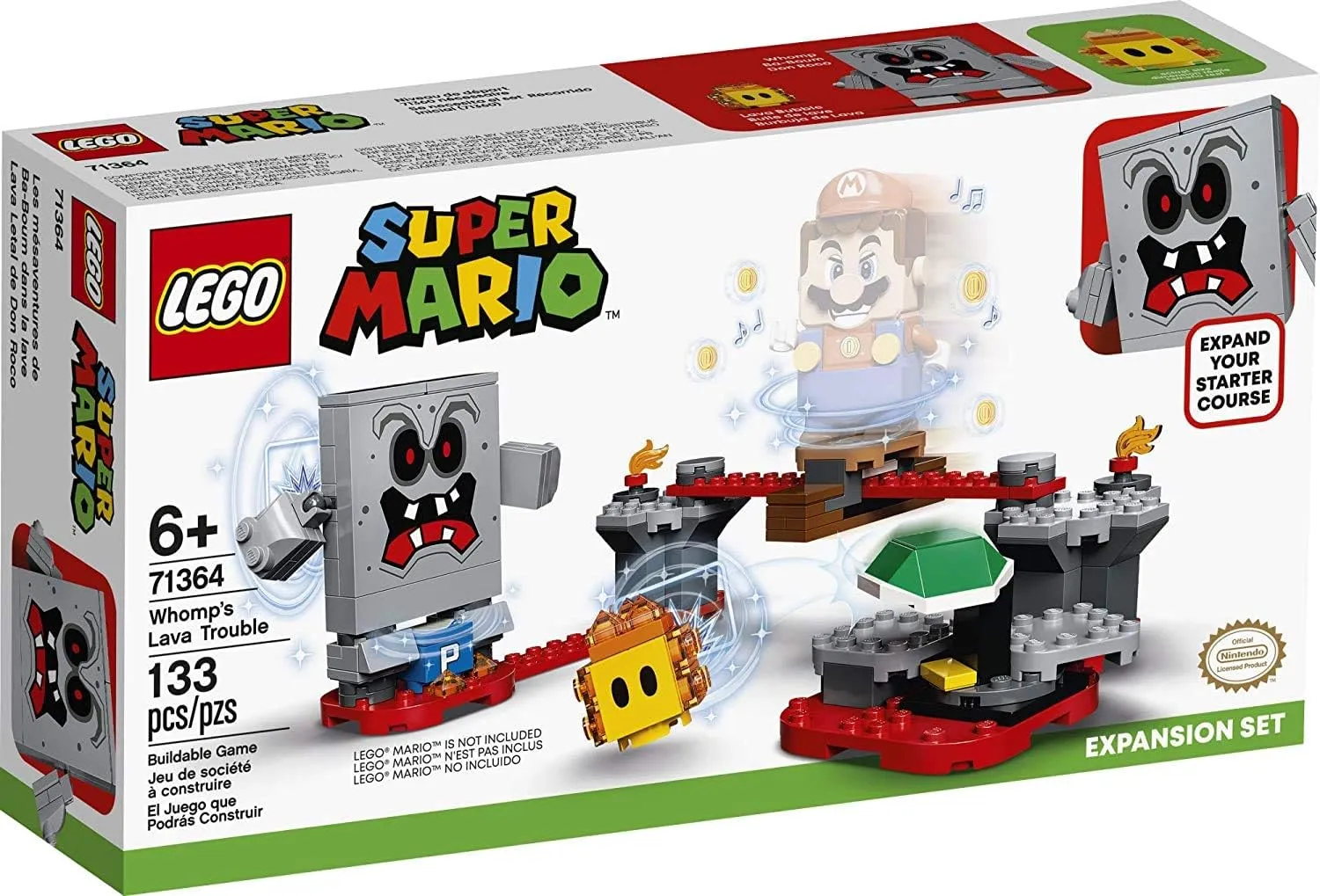 LEGO Super Mario Whomps Lava Trouble Expansion Set 71364 Building Kit; Toy for Kids to Enhance Their Super Mario Adventures with Mario Starter Course (71360) (133 Pieces)
