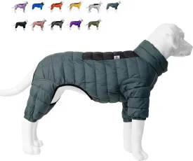 Lovelonglong Dog Coat Dog Warm Jacket, 4 Legs Covered Waterproof Windproof Reflective Warm Dog Vest, Zippered Adjustable Outdoor Dog Snow Jacket for Small Medium Large Dogs ArmyGreen XL