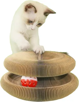 Magic Accordion Cat Scratcher with Interactive Toy and Scratching Post for Indoor Play and Claw Maintenance (One Piece)