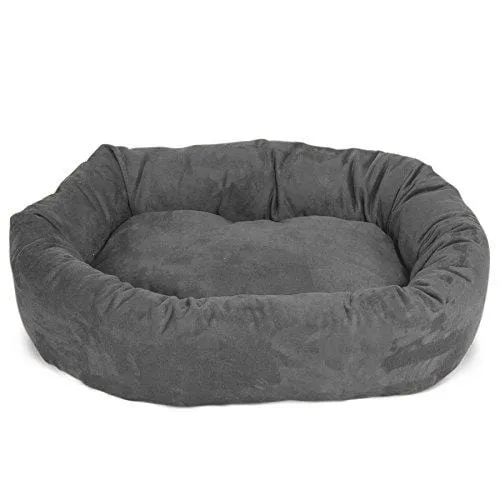 Majestic Pet 40" Gray Velvet Bagel Dog Bed
