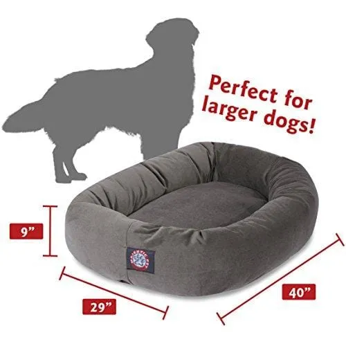 Majestic Pet 40" Gray Velvet Bagel Dog Bed
