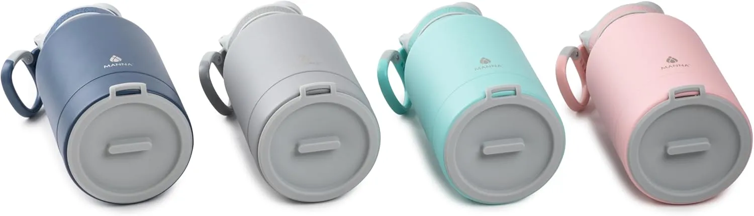 Manna Rover Double-Wall Insulated Stainless Steel Bottle with Durable Silicone Nesting Pet Bowl - 46 Oz - Grey Powder Coat