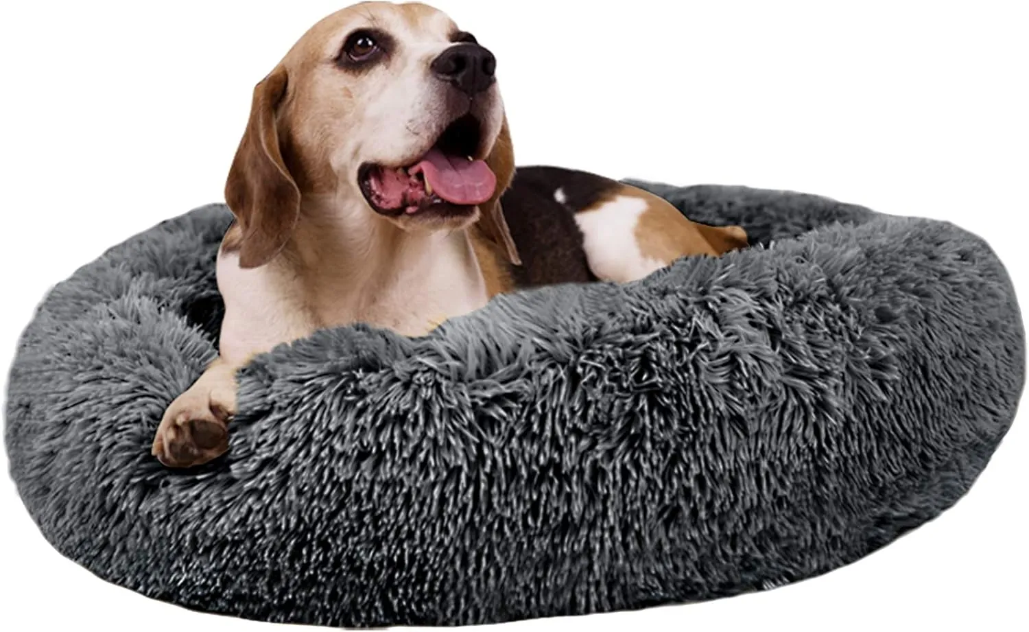 MFOX Calming Dog Bed (L/XL/XXL/XXXL) for Medium and Large Dogs Comfortable Pet Bed Faux Fur Donut Cuddler Up to 15/30/50/100lbs