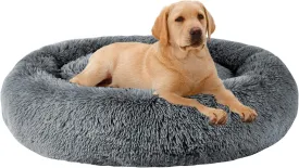 MFOX Calming Dog Bed (L/XL/XXL/XXXL) for Medium and Large Dogs Comfortable Pet Bed Faux Fur Donut Cuddler Up to 15/30/50/100lbs