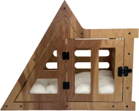 Modern Dog House Indoor, Wooden Dog Crate, Cat House, Bungalow Style Pet Furniture Cozy Bed for Cats, Dogs, Pets, Dog Kennel (Grey, Small)
