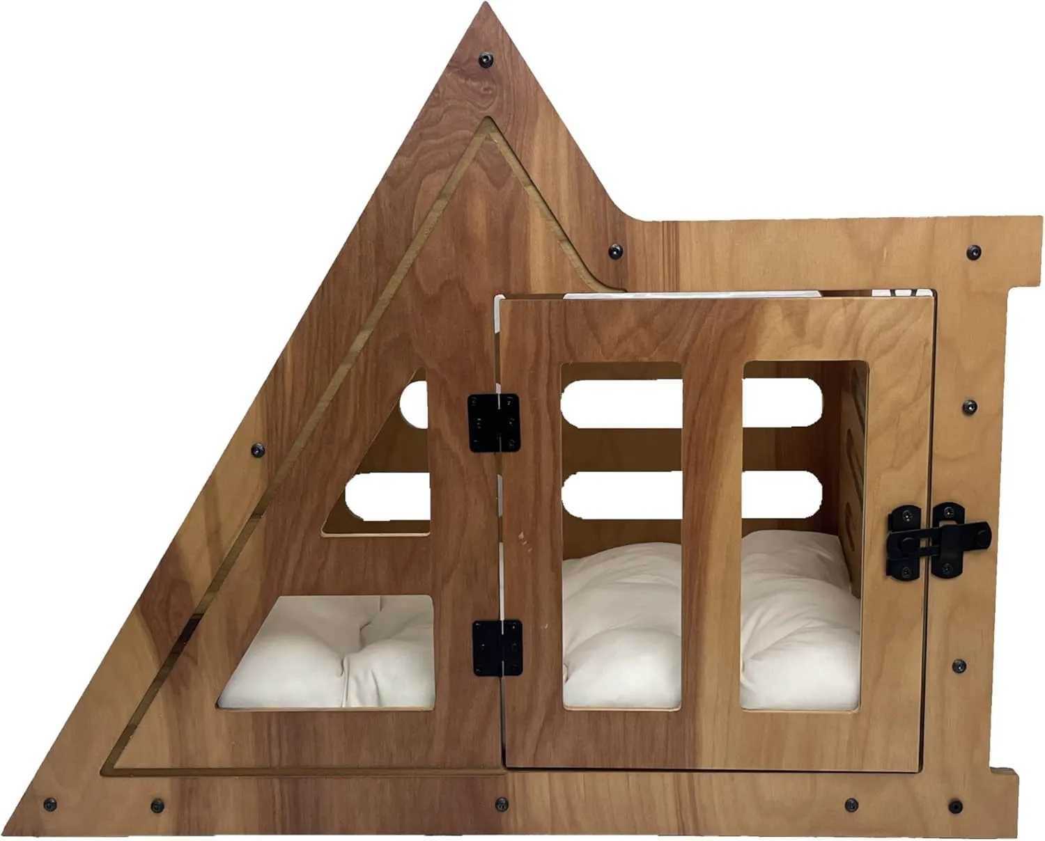 Modern Dog House Indoor, Wooden Dog Crate, Cat House, Bungalow Style Pet Furniture Cozy Bed for Cats, Dogs, Pets, Dog Kennel (Grey, Small)